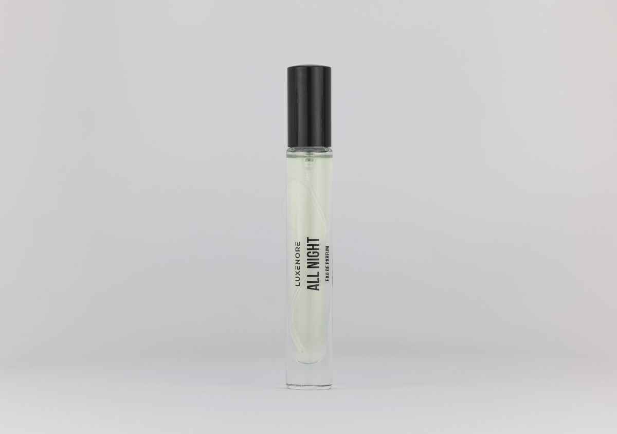 Mały flakon 10 ml perfum Luxenore ALL NIGHT – niszowe perfumy drzewno-balsamiczne